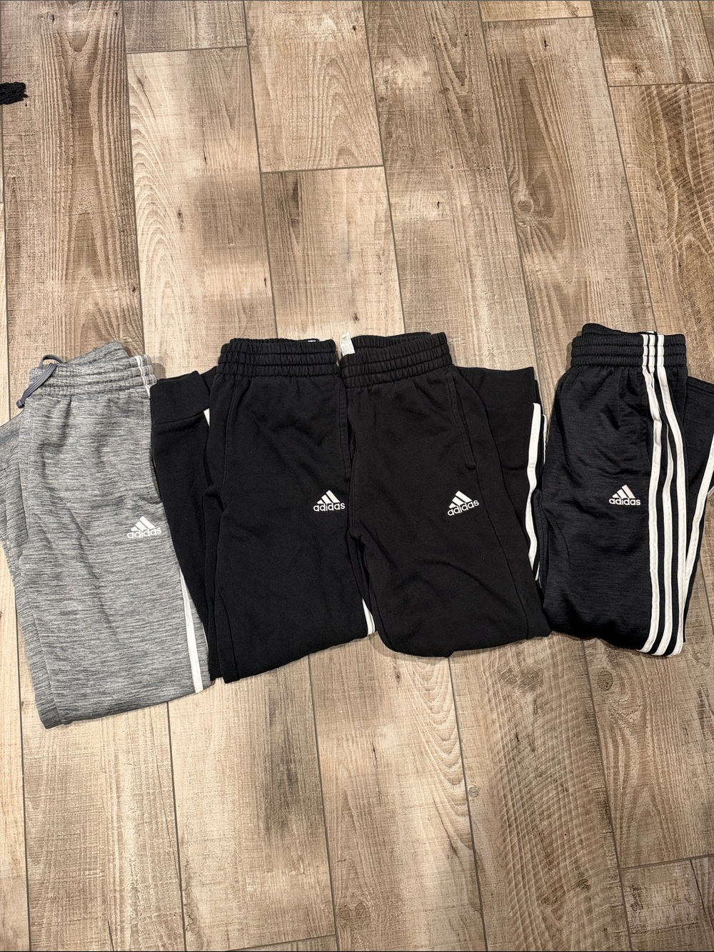 adidas Kids Black & Gray Jogger Sweatpants Trio